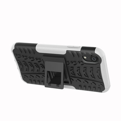 Tire Pattern Kickstand PC + TPU Combo Back Case for iPhone XR 6.1 inch- Black