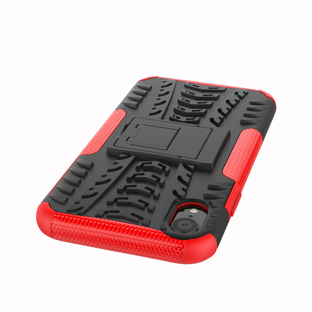 Tire Pattern Kickstand PC + TPU Combo Back Case for iPhone XR 6.1 inch- Black
