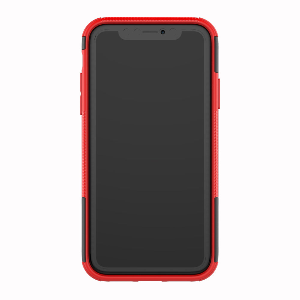 Tire Pattern Kickstand PC + TPU Combo Back Case for iPhone XR 6.1 inch- Black