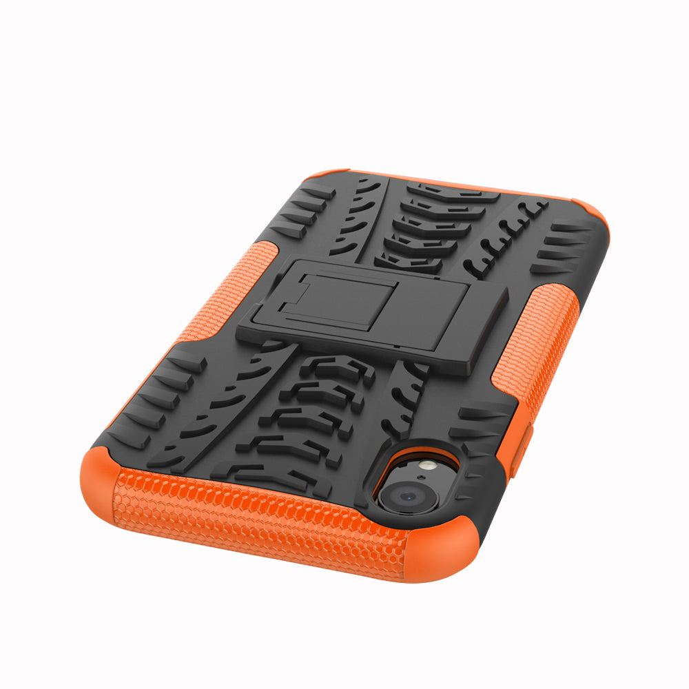 Tire Pattern Kickstand PC + TPU Combo Back Case for iPhone XR 6.1 inch- Black