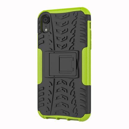 Tire Pattern Kickstand PC + TPU Combo Back Case for iPhone XR 6.1 inch- Black
