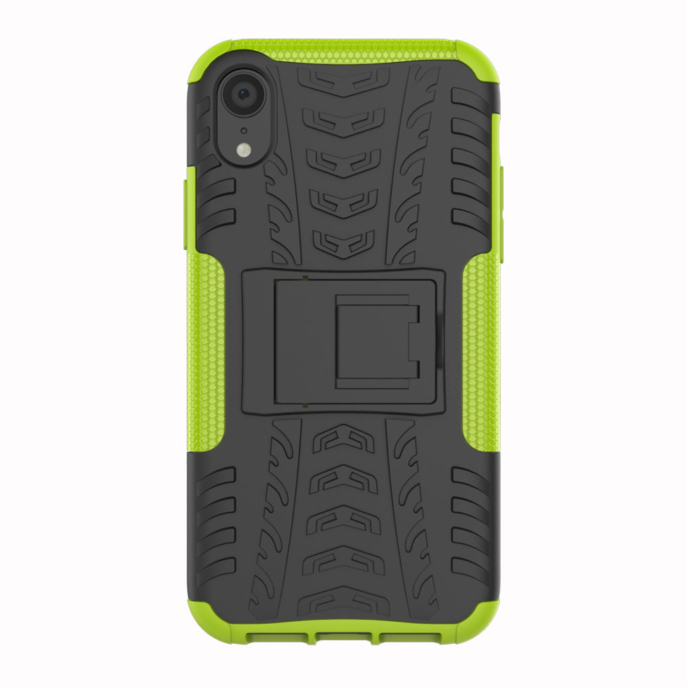 Tire Pattern Kickstand PC + TPU Combo Back Case for iPhone XR 6.1 inch- Black