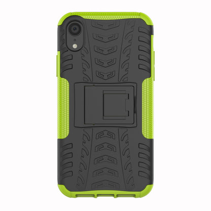 Tire Pattern Kickstand PC + TPU Combo Back Case for iPhone XR 6.1 inch- Black