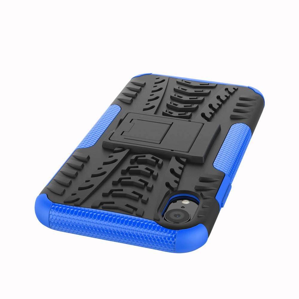 Tire Pattern Kickstand PC + TPU Combo Back Case for iPhone XR 6.1 inch- Black