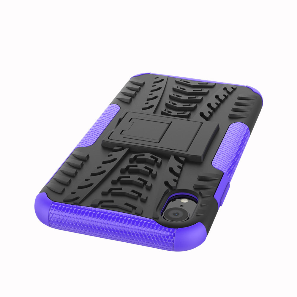 Tire Pattern Kickstand PC + TPU Combo Back Case for iPhone XR 6.1 inch- Black