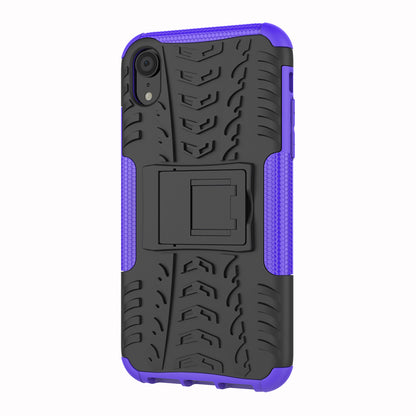Tire Pattern Kickstand PC + TPU Combo Back Case for iPhone XR 6.1 inch- Black