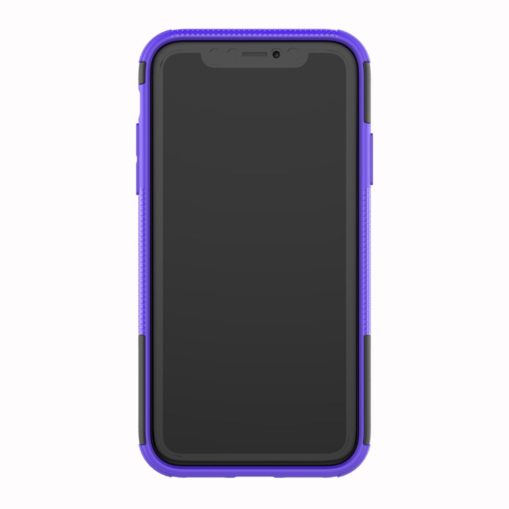 Tire Pattern Kickstand PC + TPU Combo Back Case for iPhone XR 6.1 inch- Black