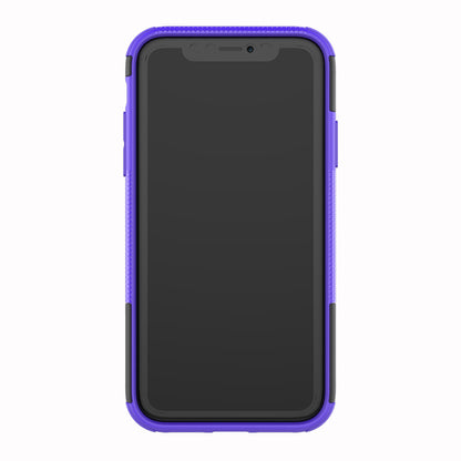 Tire Pattern Kickstand PC + TPU Combo Back Case for iPhone XR 6.1 inch- Black
