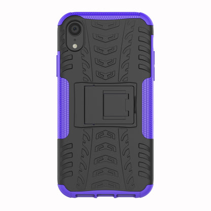 Tire Pattern Kickstand PC + TPU Combo Back Case for iPhone XR 6.1 inch- Black