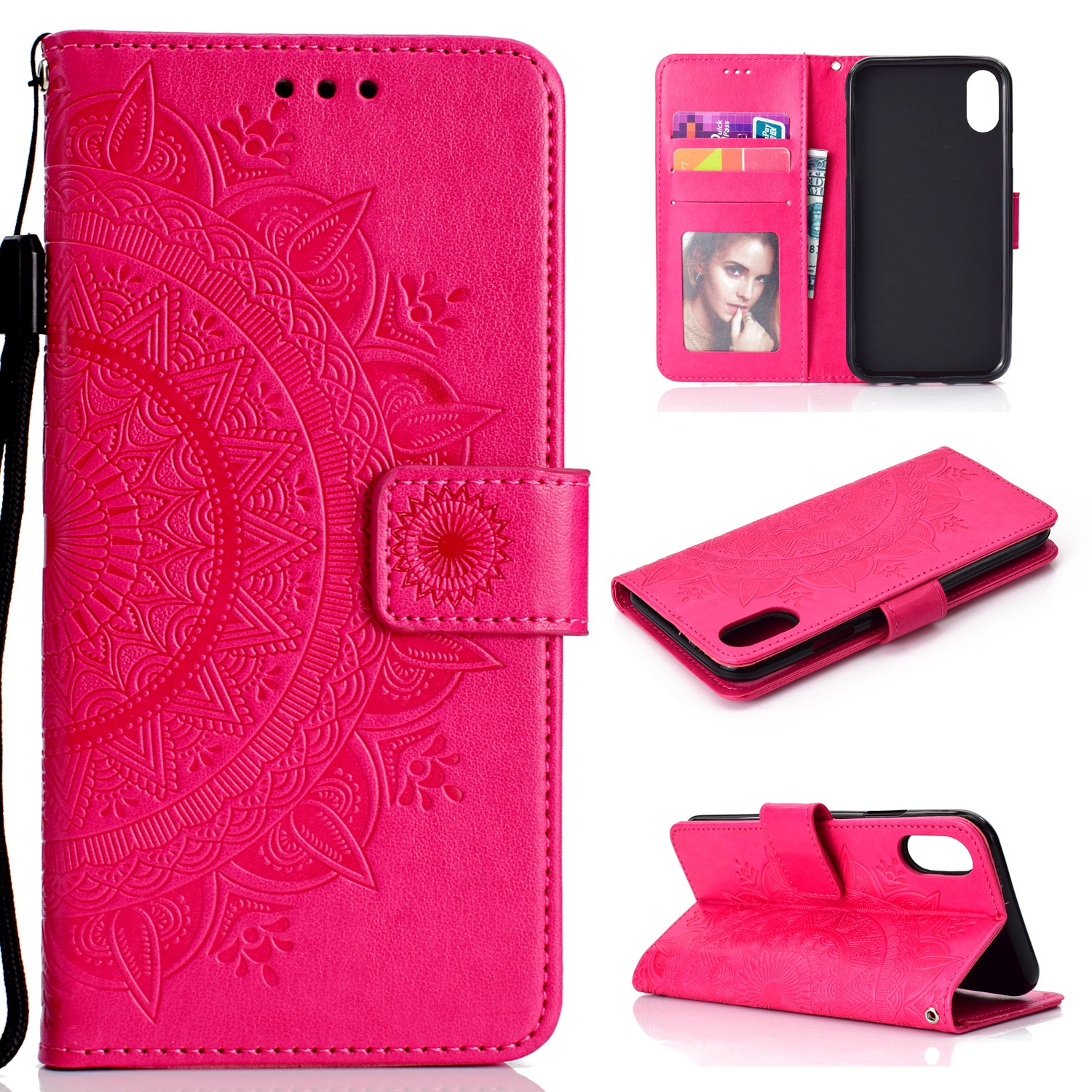 Imprinted Mandala Pattern Wallet Leather Phone Case for iPhone XR 6.1 inch