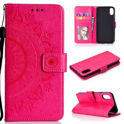 Imprinted Mandala Pattern Wallet Leather Phone Case for iPhone XR 6.1 inch