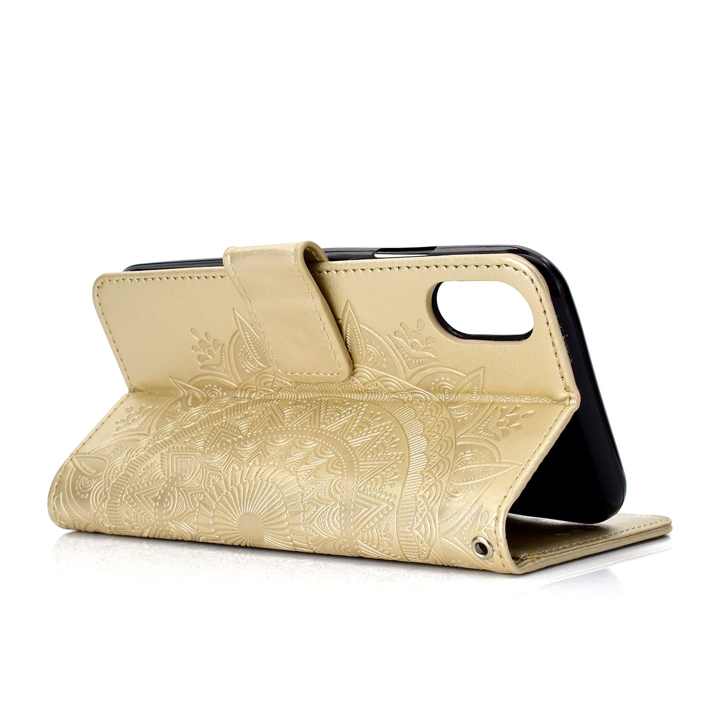 Imprinted Mandala Pattern Wallet Leather Phone Case for iPhone XR 6.1 inch