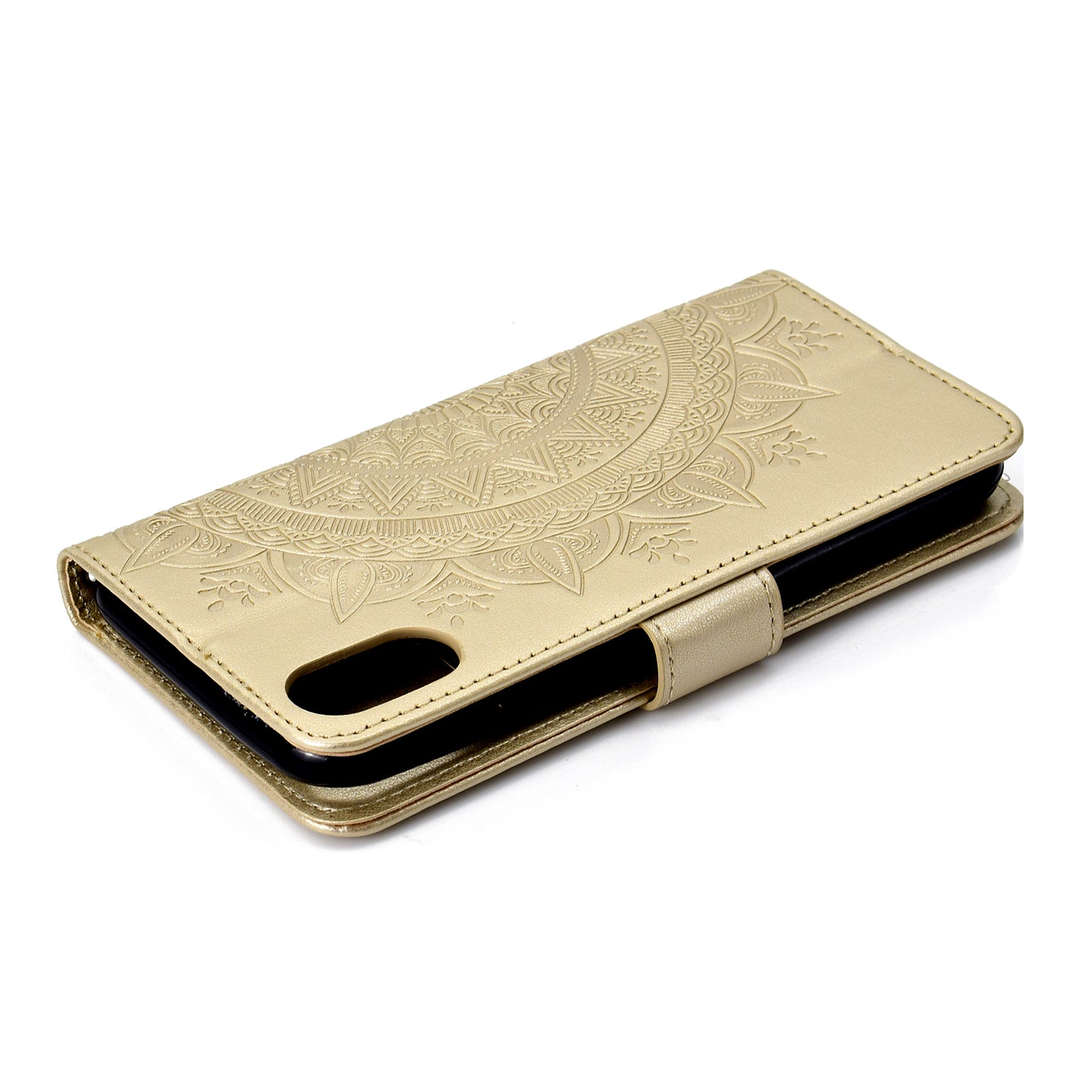 Imprinted Mandala Pattern Wallet Leather Phone Case for iPhone XR 6.1 inch