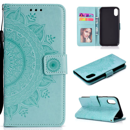 Imprinted Mandala Pattern Wallet Leather Phone Case for iPhone XR 6.1 inch