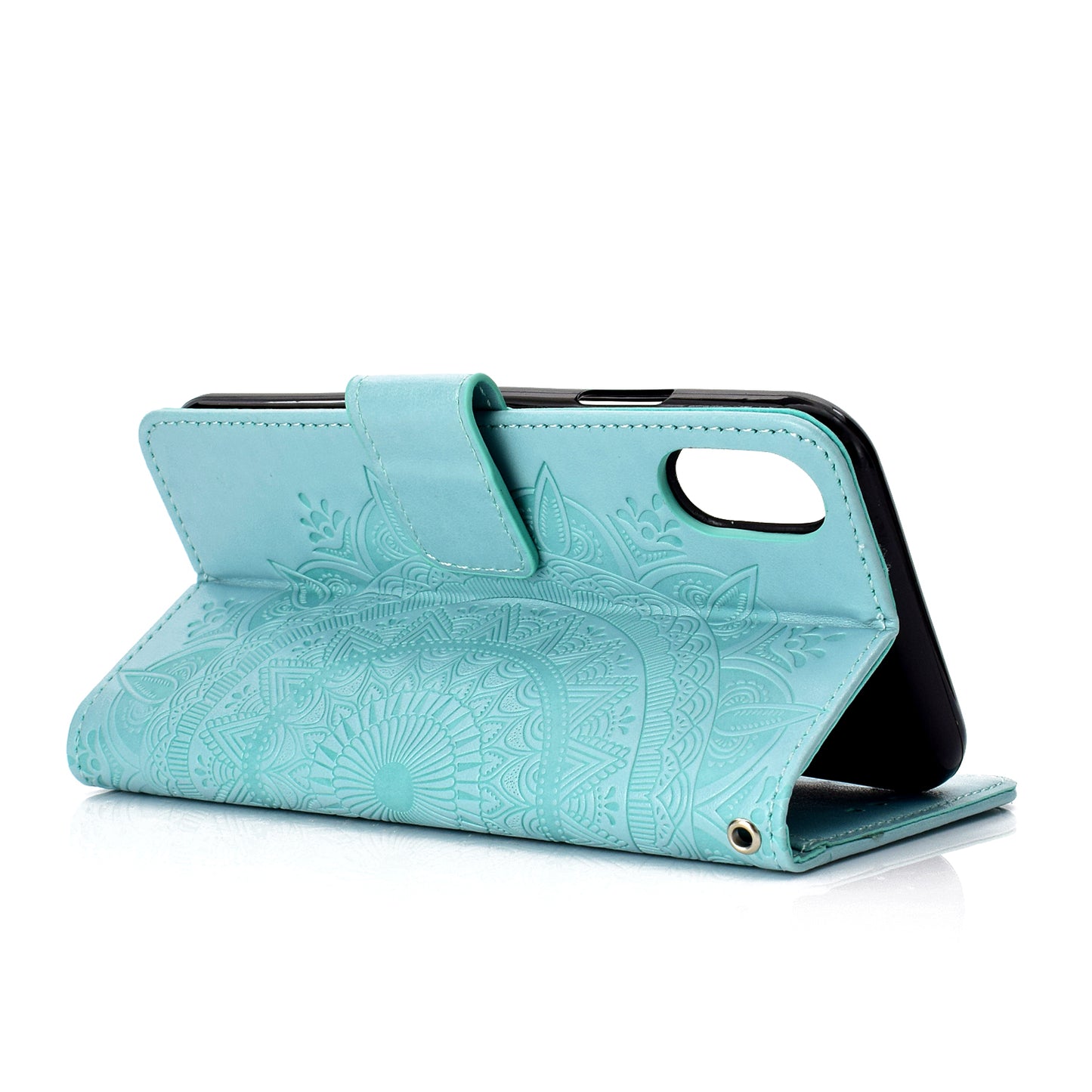 Imprinted Mandala Pattern Wallet Leather Phone Case for iPhone XR 6.1 inch