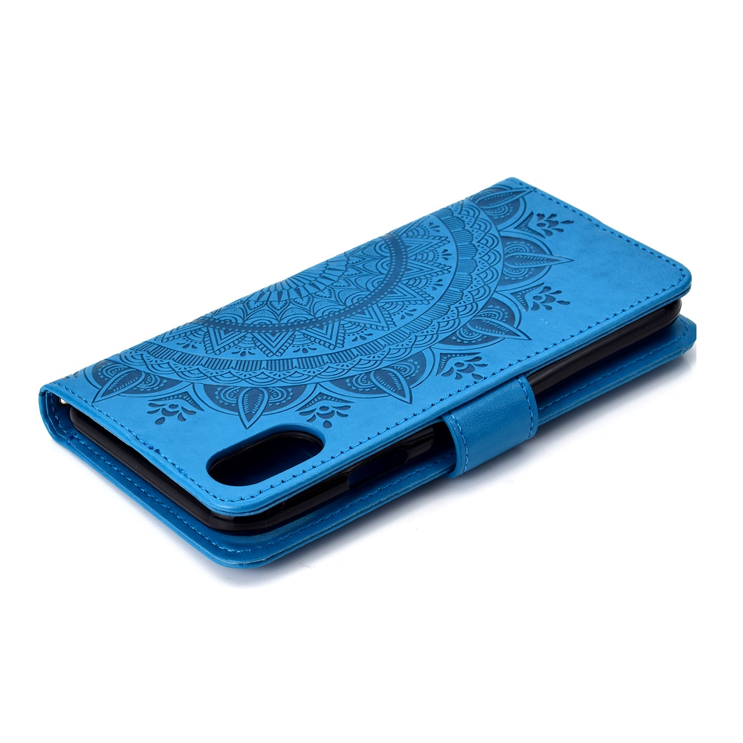 Imprinted Mandala Pattern Wallet Leather Phone Case for iPhone XR 6.1 inch