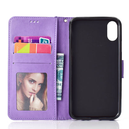 Imprinted Mandala Pattern Wallet Leather Phone Case for iPhone XR 6.1 inch