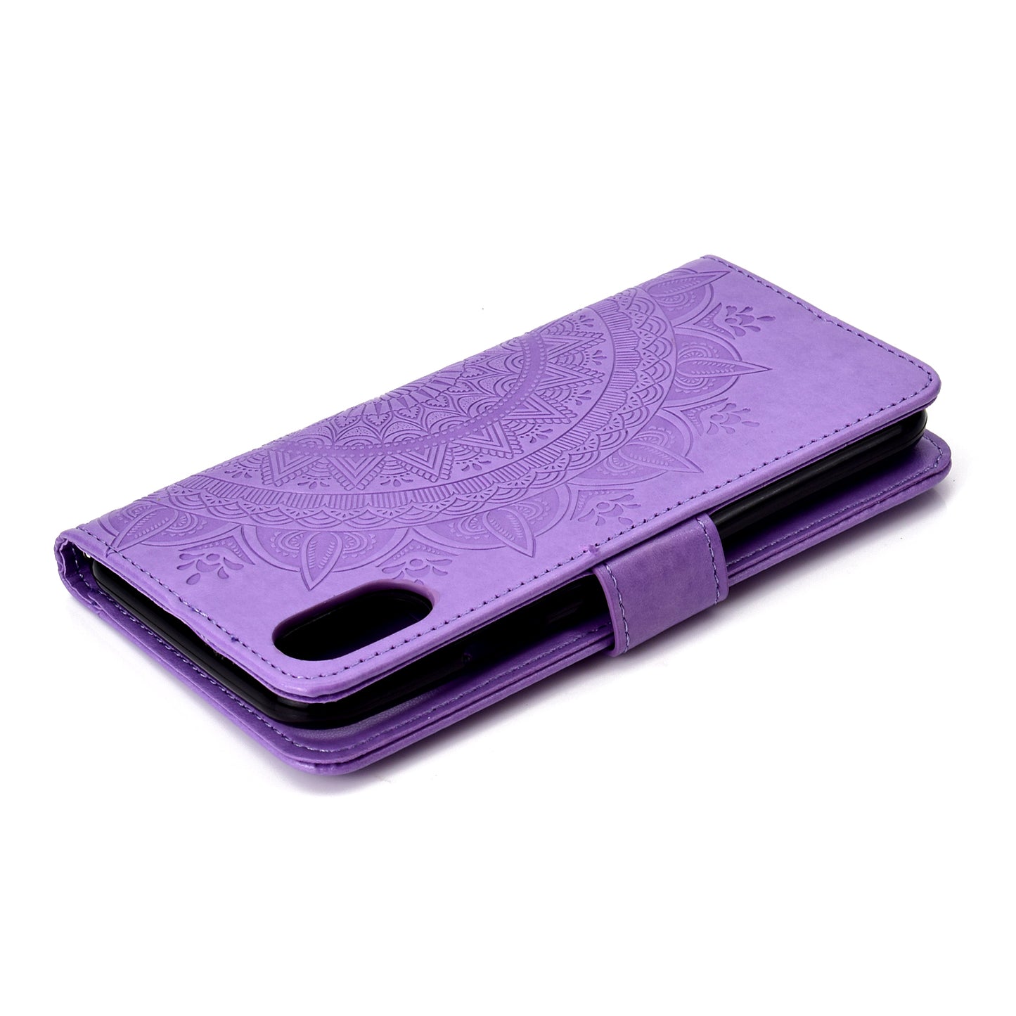 Imprinted Mandala Pattern Wallet Leather Phone Case for iPhone XR 6.1 inch