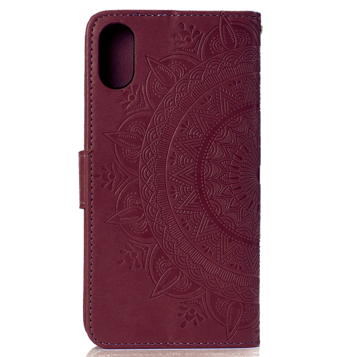 Imprinted Mandala Pattern Wallet Leather Phone Case for iPhone XR 6.1 inch