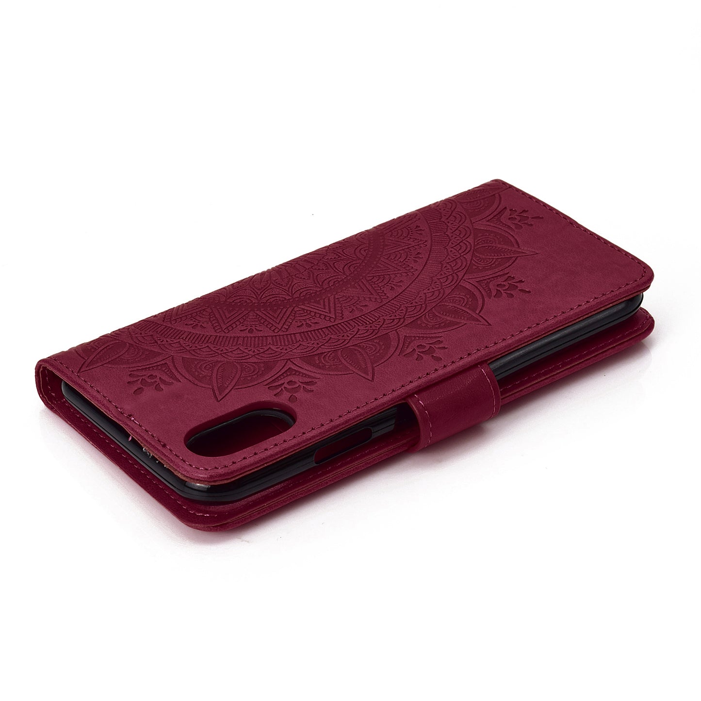 Imprinted Mandala Pattern Wallet Leather Phone Case for iPhone XR 6.1 inch