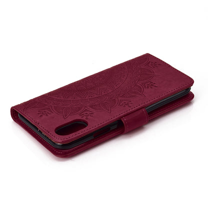 Imprinted Mandala Pattern Wallet Leather Phone Case for iPhone XR 6.1 inch
