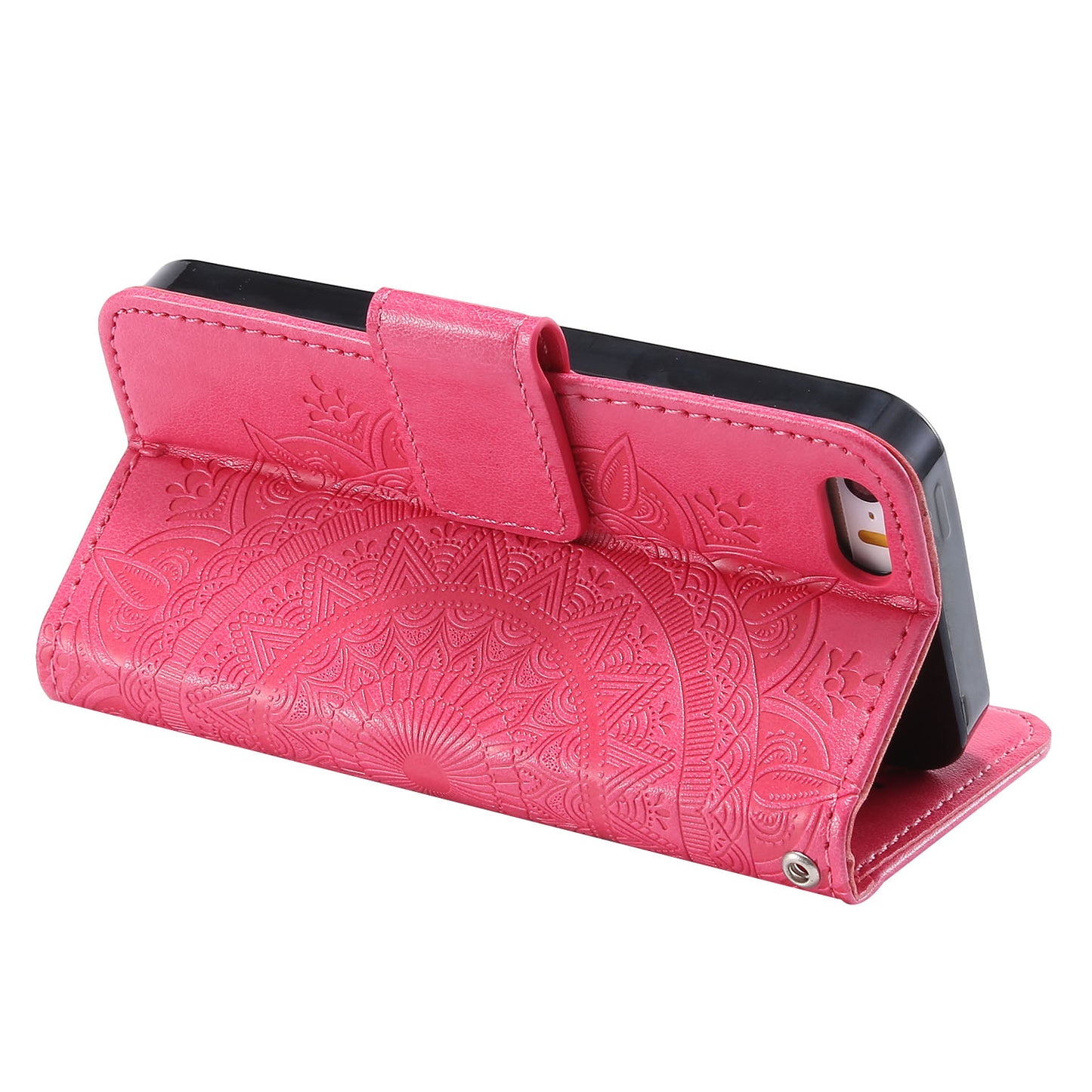 Imprinted Mandala Pattern PU Leather Protection Phone Casing for iPhone SE/5s/5