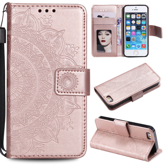 Imprinted Mandala Pattern PU Leather Protection Phone Casing for iPhone SE/5s/5