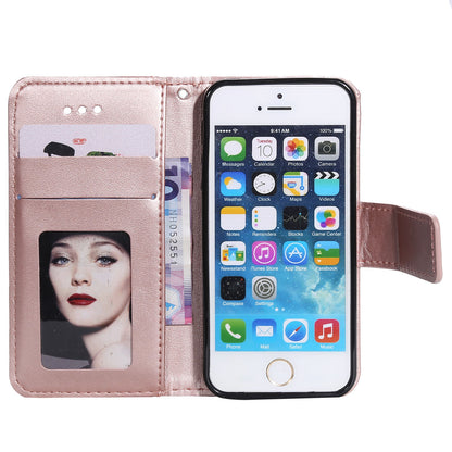 Imprinted Mandala Pattern PU Leather Protection Phone Casing for iPhone SE/5s/5