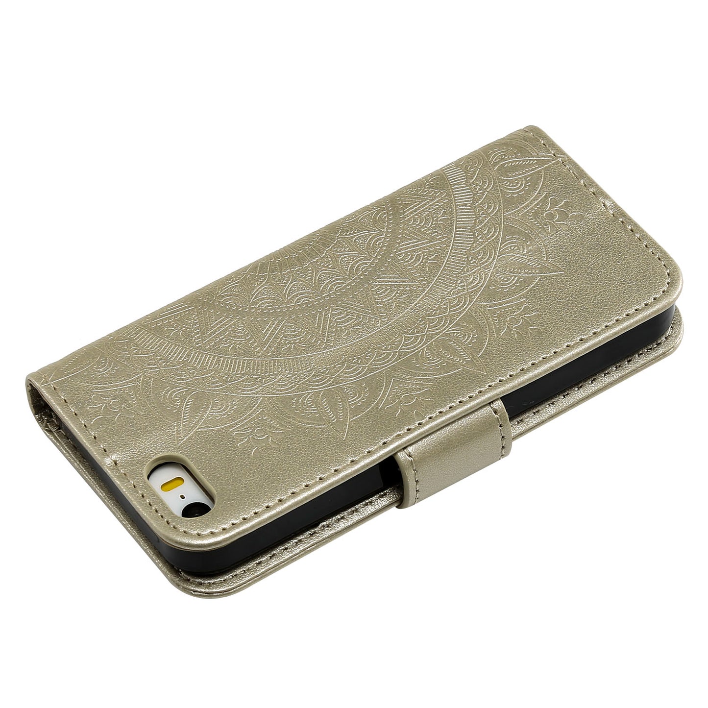 Imprinted Mandala Pattern PU Leather Protection Phone Casing for iPhone SE/5s/5