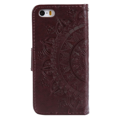 Imprinted Mandala Pattern PU Leather Protection Phone Casing for iPhone SE/5s/5