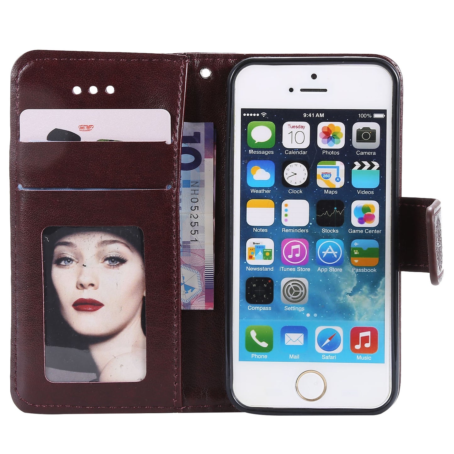 Imprinted Mandala Pattern PU Leather Protection Phone Casing for iPhone SE/5s/5
