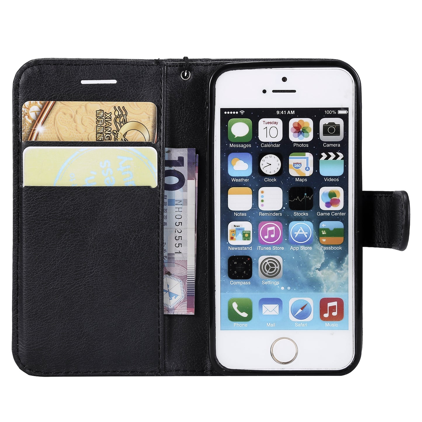 KT Leather Series-2 Wallet Leather Stand  Case for iPhone SE/5s/5