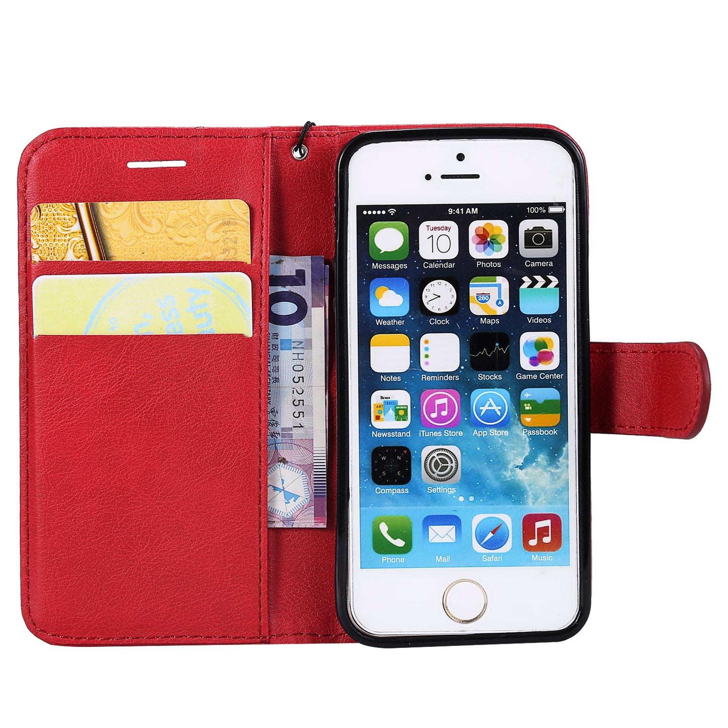 KT Leather Series-2 Wallet Leather Stand  Case for iPhone SE/5s/5