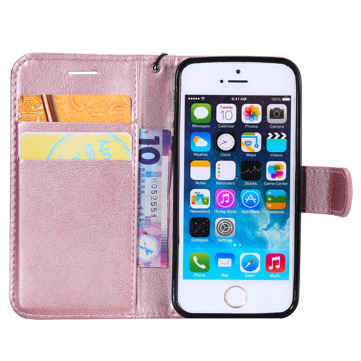 KT Leather Series-2 Wallet Leather Stand  Case for iPhone SE/5s/5