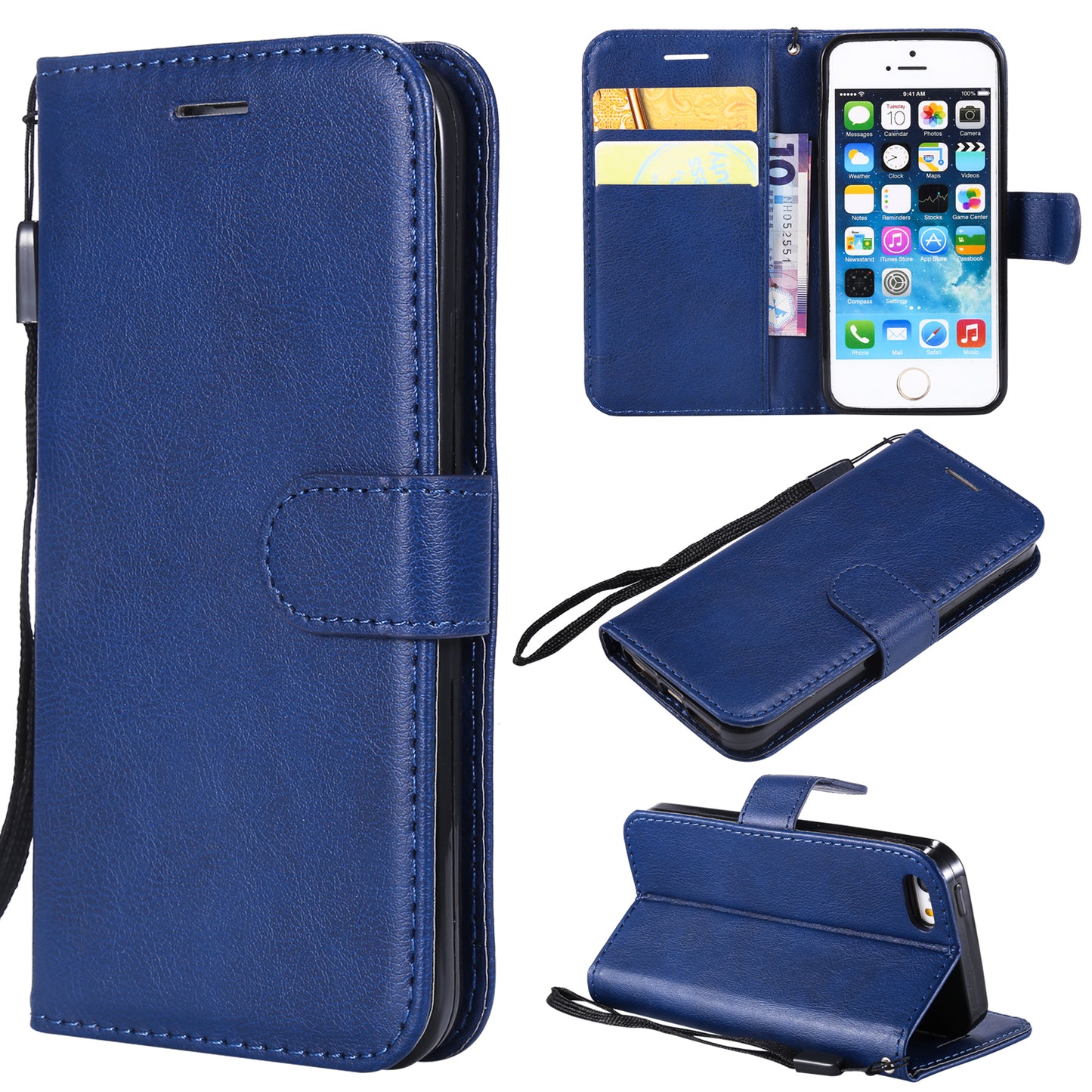 KT Leather Series-2 Wallet Leather Stand  Case for iPhone SE/5s/5