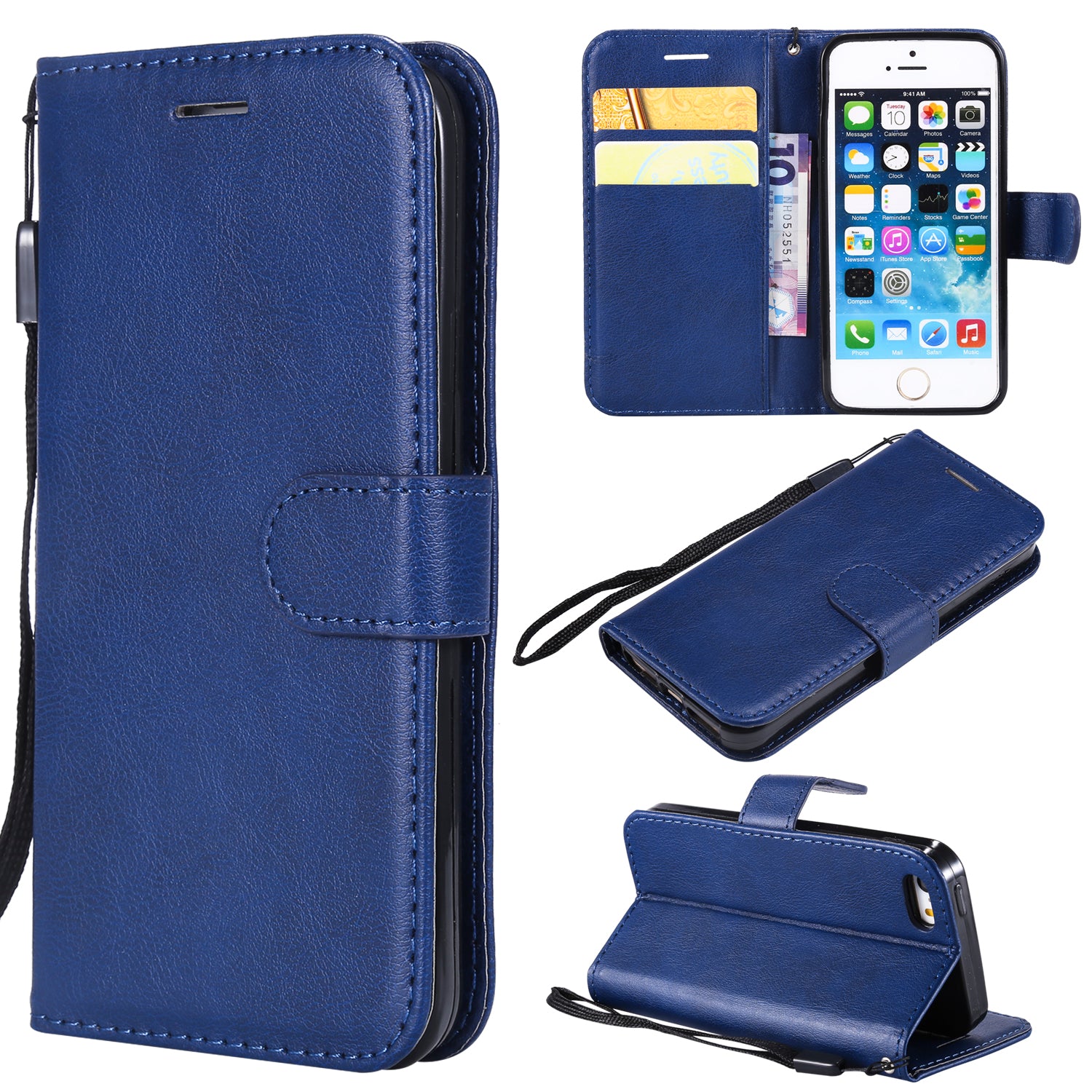 KT Leather Series-2 Wallet Leather Stand  Case for iPhone SE/5s/5