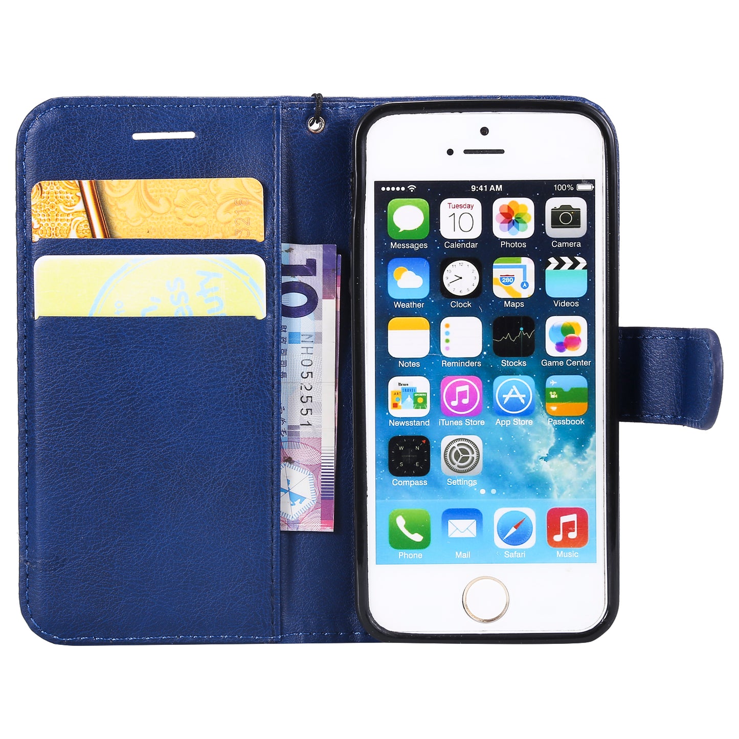 KT Leather Series-2 Wallet Leather Stand  Case for iPhone SE/5s/5