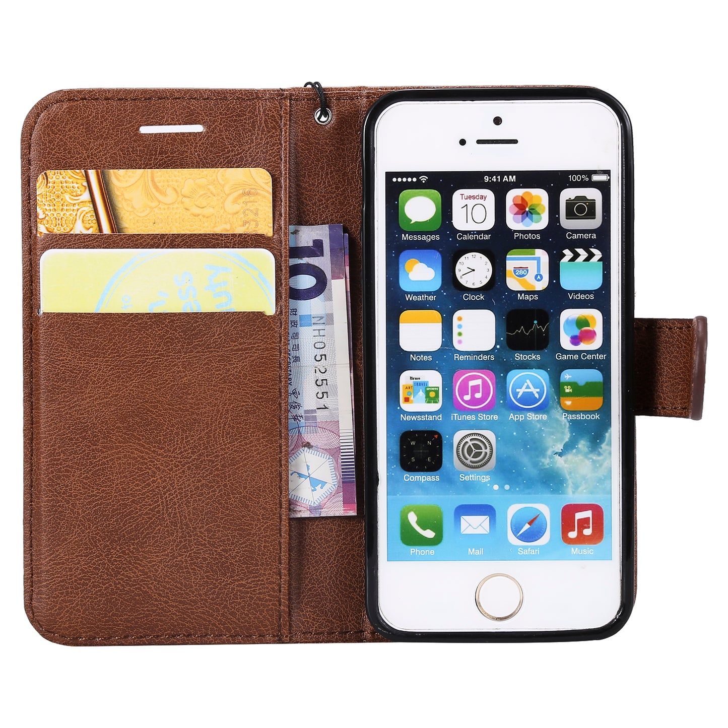 KT Leather Series-2 Wallet Leather Stand  Case for iPhone SE/5s/5