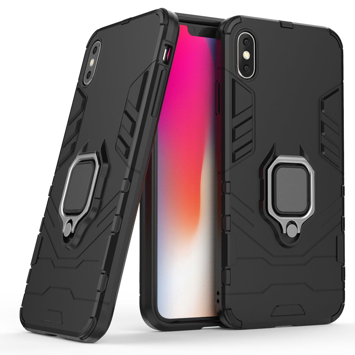 Cool Guard Ring Holder Kickstand PC TPU Hybrid Case for iPhone XS Max 6.5 inch