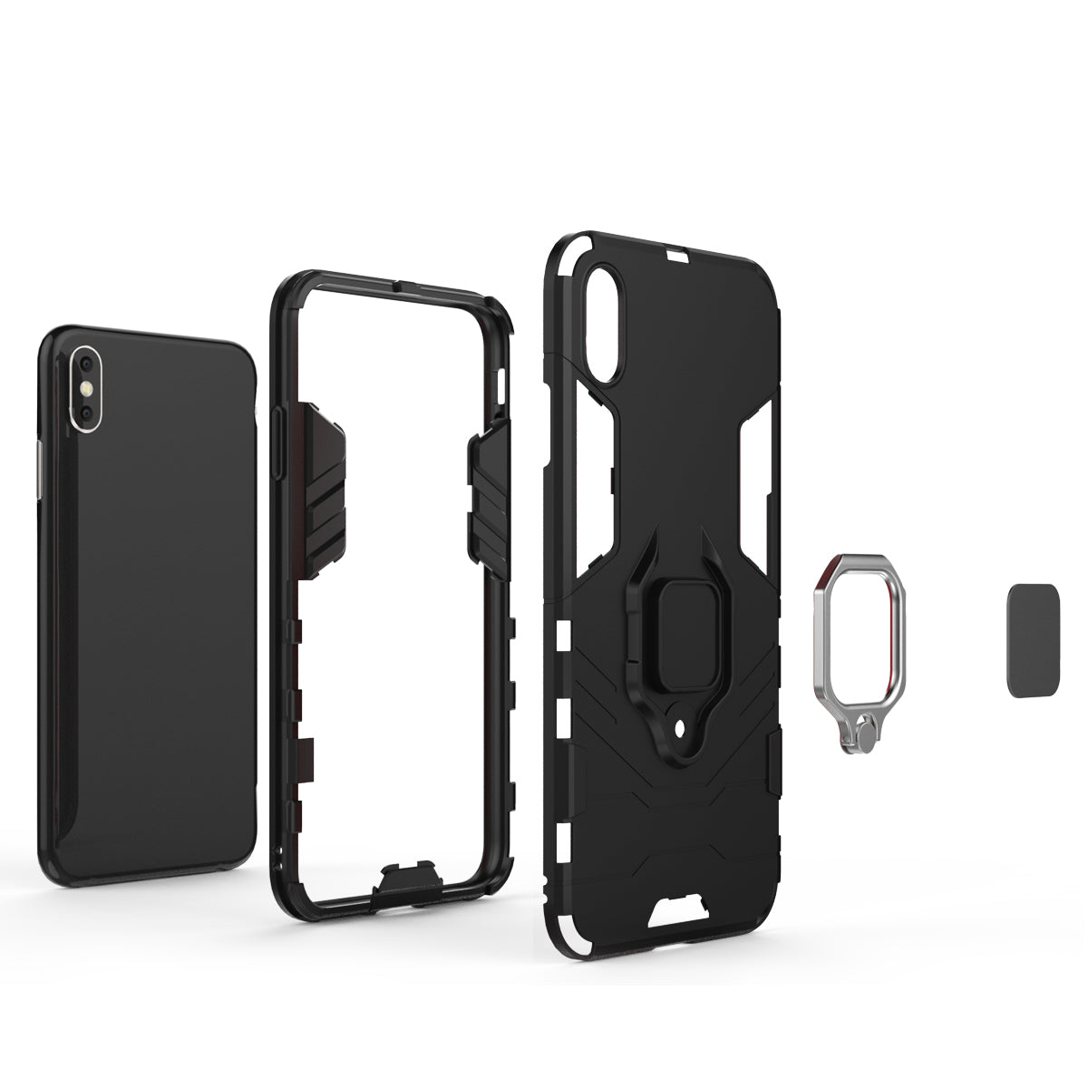 Cool Guard Ring Holder Kickstand PC TPU Hybrid Case for iPhone XS Max 6.5 inch