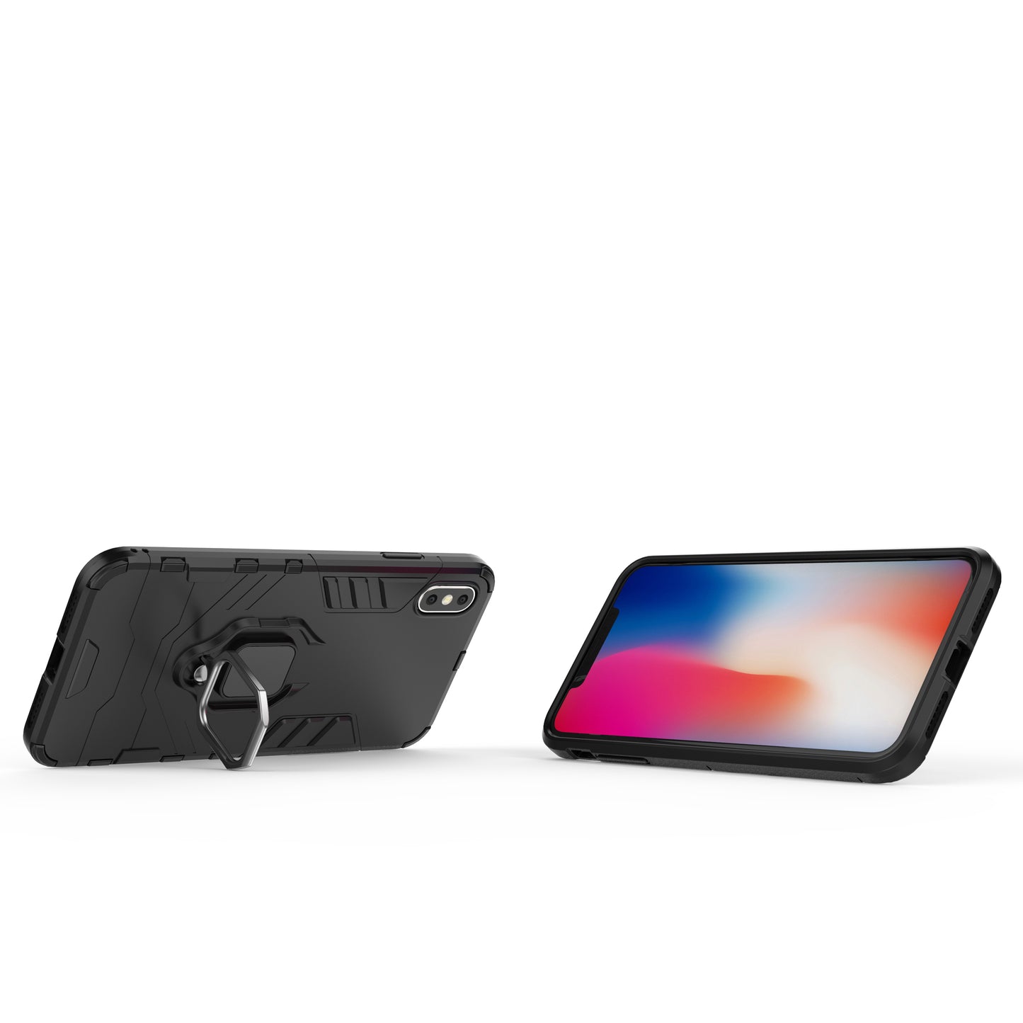 Cool Guard Ring Holder Kickstand PC TPU Hybrid Case for iPhone XS Max 6.5 inch
