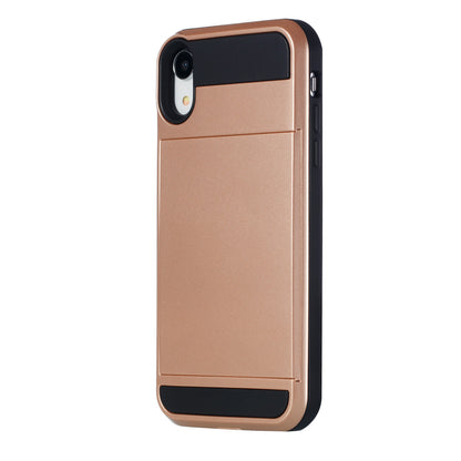 Sliding Card Holder PC + TPU Mobile Phone Shell for iPhone XR 6.1 inch