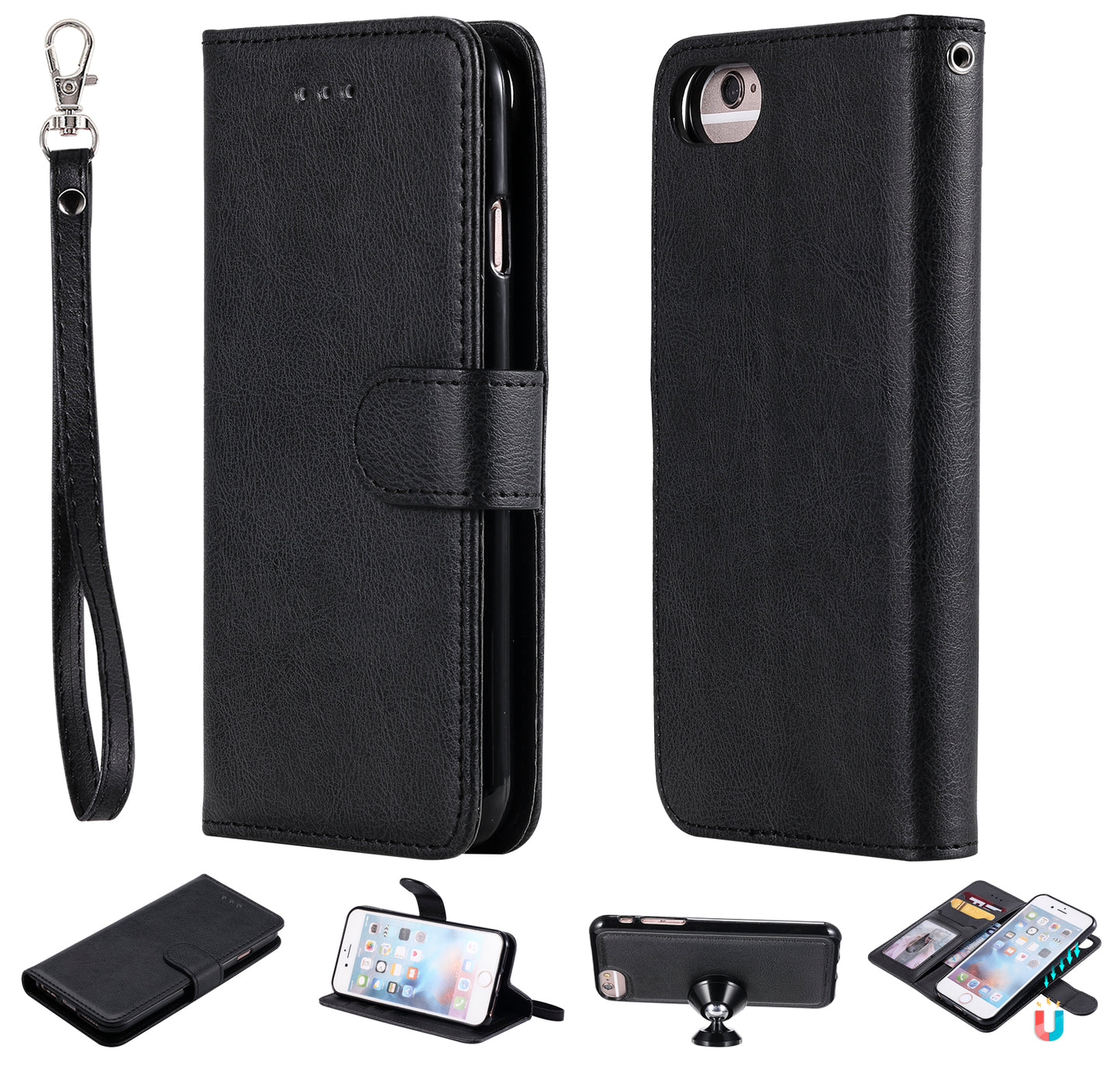 Magnetic KT Leather Series-3 Detachable 2-in-1 Wallet Leather Stand Case for iPhone 6s/6/7/8/SE (2020)/SE (2022)