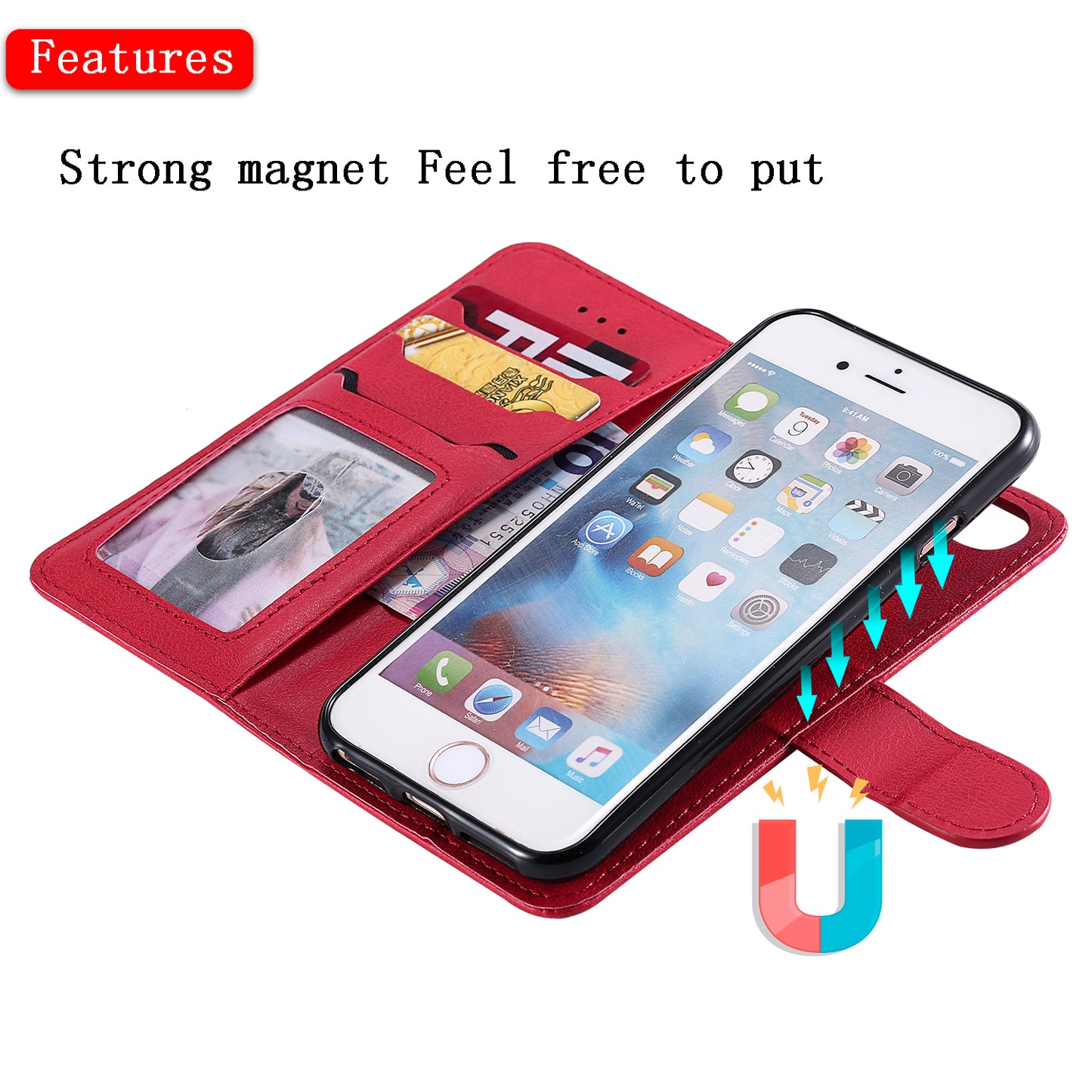 Magnetic KT Leather Series-3 Detachable 2-in-1 Wallet Leather Stand Case for iPhone 6s/6/7/8/SE (2020)/SE (2022)
