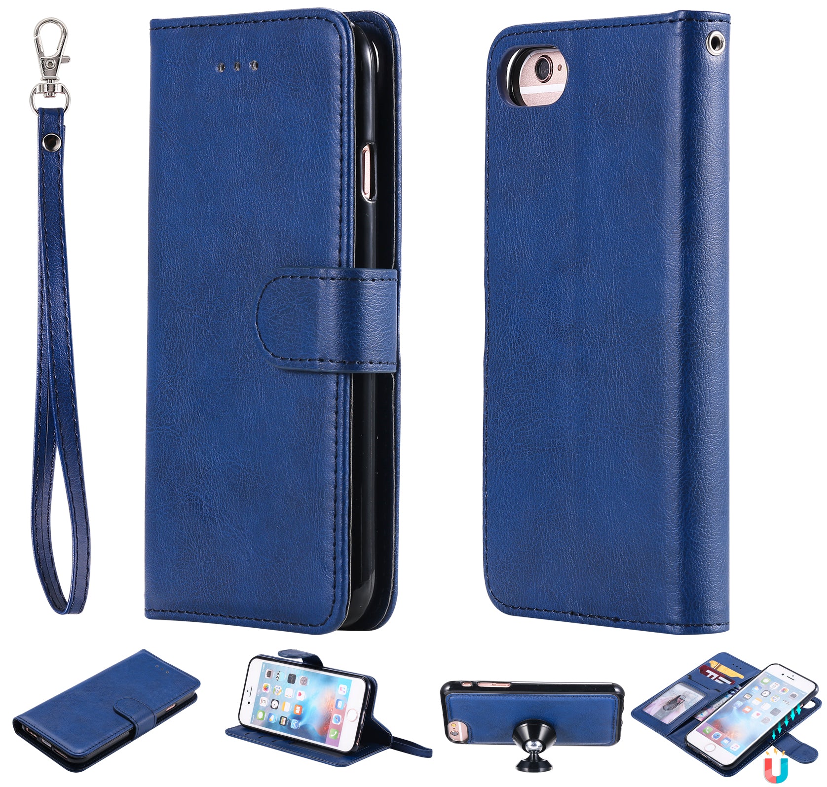 Magnetic KT Leather Series-3 Detachable 2-in-1 Wallet Leather Stand Case for iPhone 6s/6/7/8/SE (2020)/SE (2022)