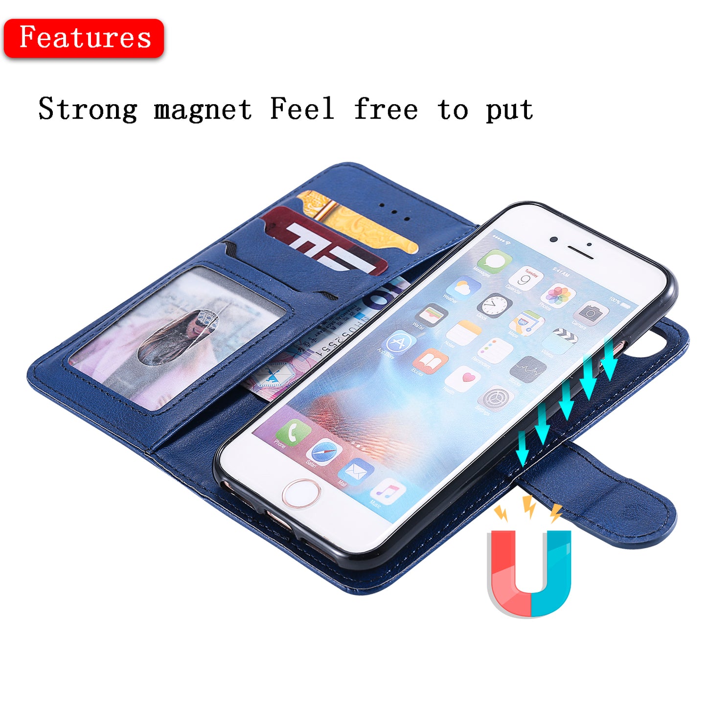 Magnetic KT Leather Series-3 Detachable 2-in-1 Wallet Leather Stand Case for iPhone 6s/6/7/8/SE (2020)/SE (2022)