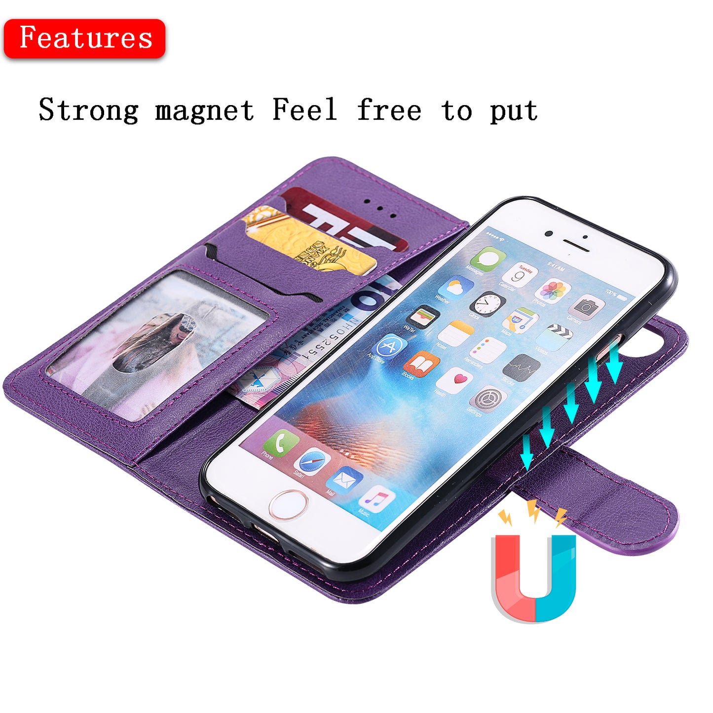Magnetic KT Leather Series-3 Detachable 2-in-1 Wallet Leather Stand Case for iPhone 6s/6/7/8/SE (2020)/SE (2022)