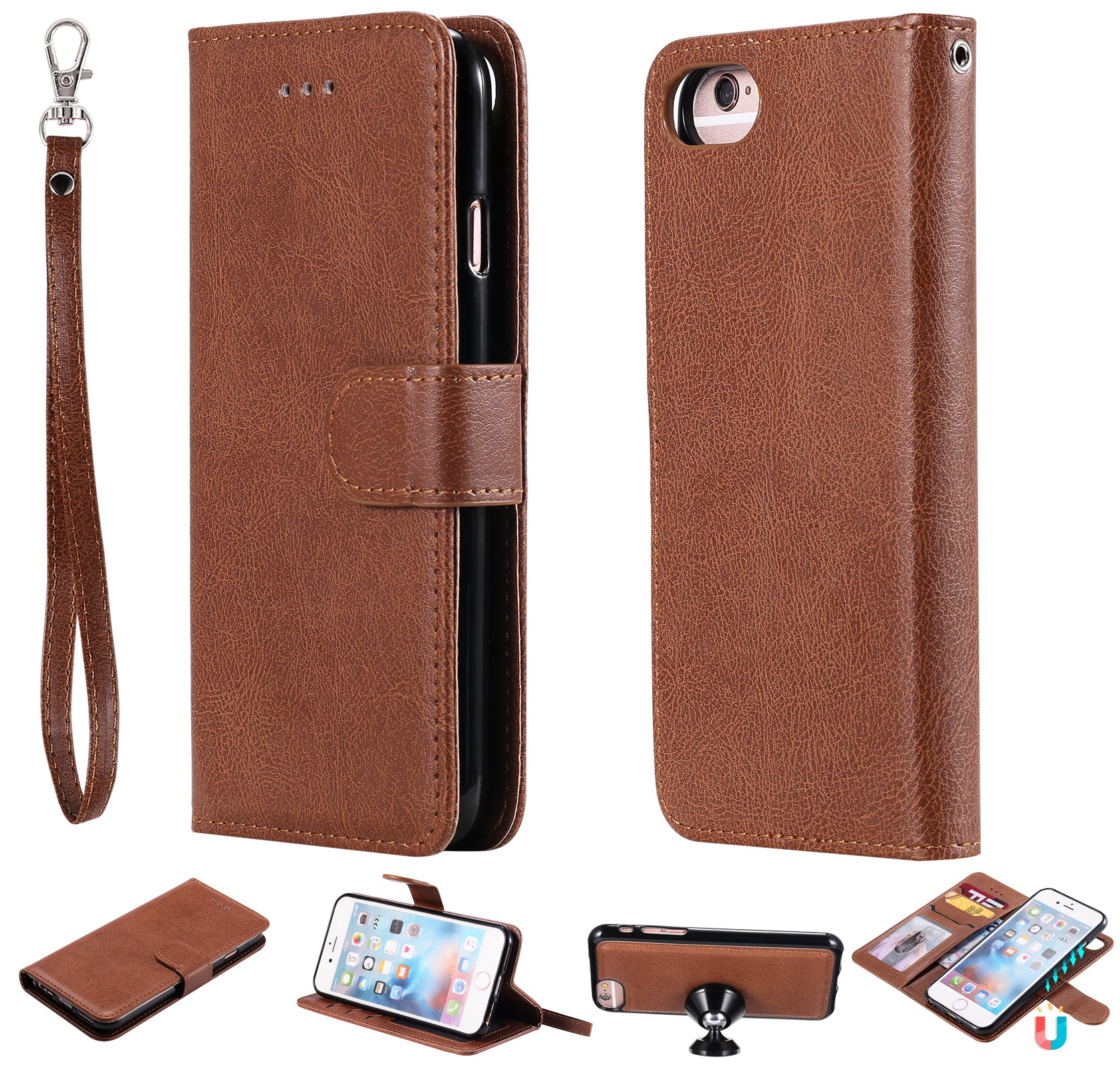 Magnetic KT Leather Series-3 Detachable 2-in-1 Wallet Leather Stand Case for iPhone 6s/6/7/8/SE (2020)/SE (2022)