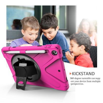 For iPad 9.7-inch (2018) / (2017) [X-Shape] PC + TPU Combo Case / 360 Degree Swivel Kickstand / Hand Strap and Shoulder Strap