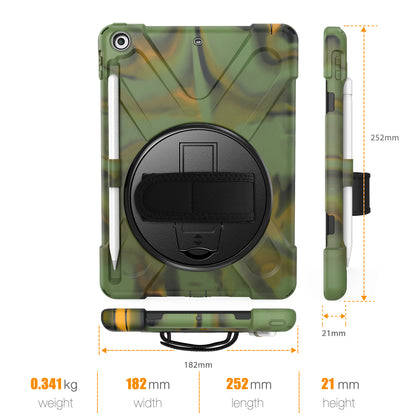 For iPad 9.7-inch (2018) / (2017) [X-Shape] PC + TPU Combo Case / 360 Degree Swivel Kickstand / Hand Strap and Shoulder Strap